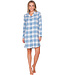 Blauw nachthemd van katoen-flanel met knoopsluiting Trendy Check