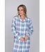Blue cotton flannel nightdress full button Trendy Check