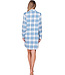 Blue cotton flannel nightdress full button Trendy Check
