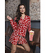 Red organic cotton shorty set full button True Love