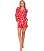 Red organic cotton shorty set full button True Love