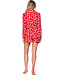 Red organic cotton shorty set full button True Love