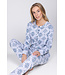 Donkerblauwe pyjama van wafelstof met knoopsluiting Snowflake Sparkle