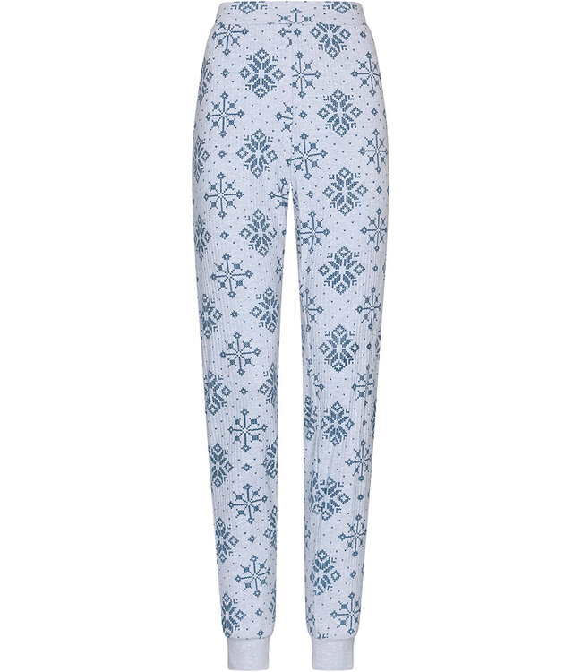 Donkerblauwe pyjama van wafelstof met knoopsluiting Snowflake Sparkle