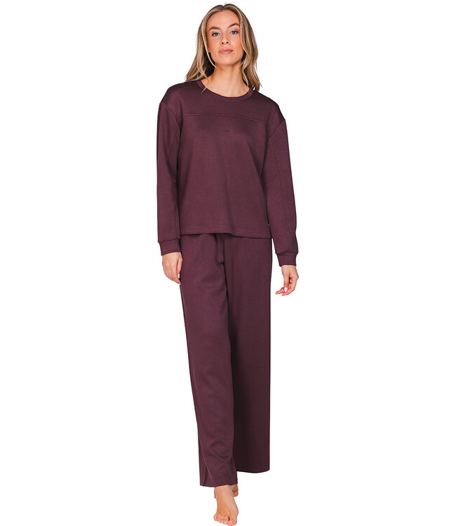 Donkerpaars huispak met lange mouwen Soft Purple Art
