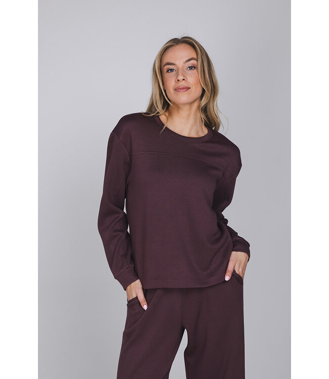 Donkerpaars huispak met lange mouwen Soft Purple Art