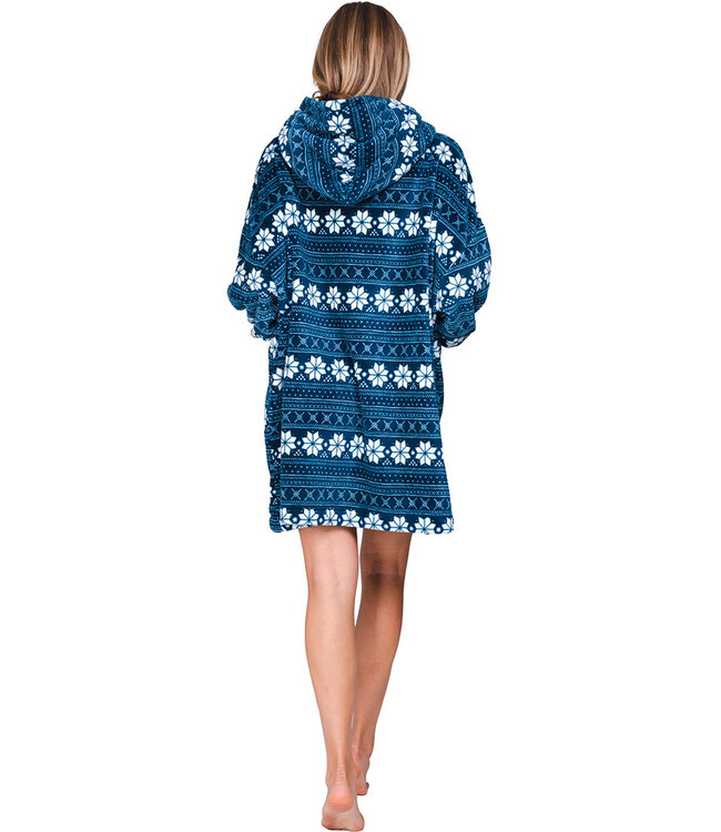 Donkerblauwe fleece snuggle hoodie met lange mouwen Nordic Beauty