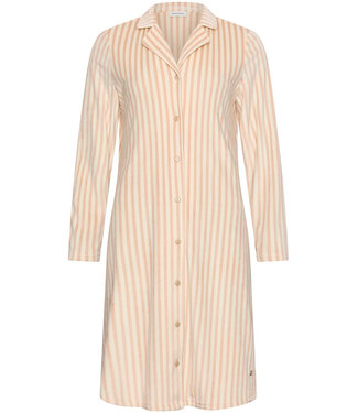 Pastunette Lichtbruin fleece nachthemd lange mouwen Soft Stripes