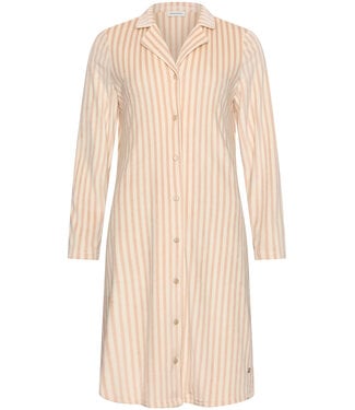 Pastunette Light brown fleece nightdress with long sleeves Soft Stripes
