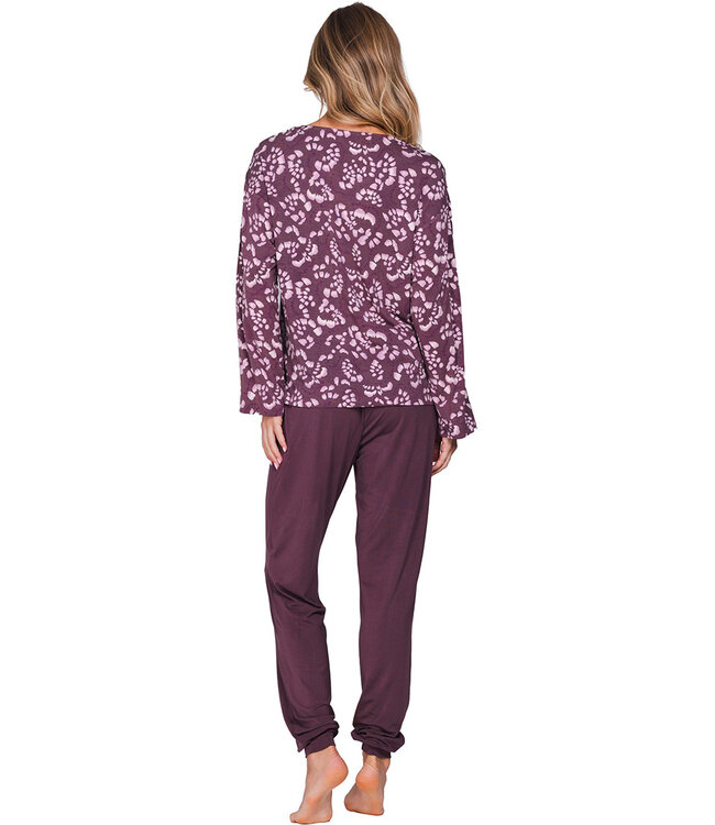 Luxury dark purple modal long sleeved ladies pyjama Pretty Petals print