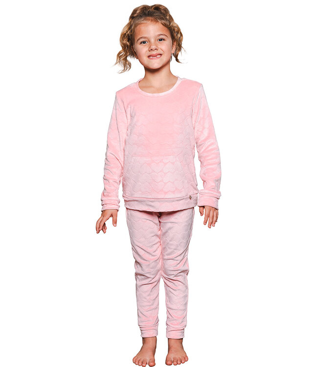 Light pink fleece girls pyjama with kangaroo pocket True Love