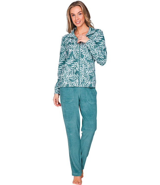 Donkergroen jacquard badstof huispak Pretty Bamboo