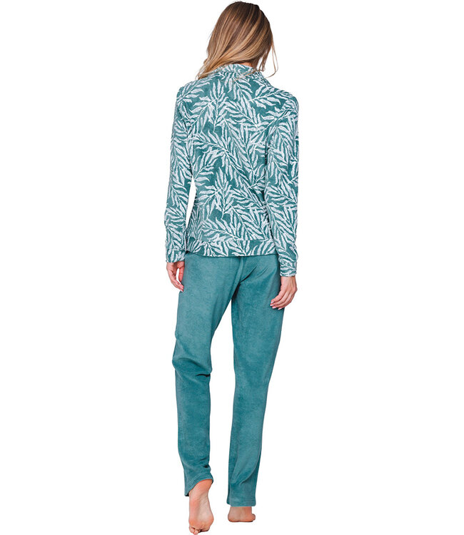 Donkergroen jacquard badstof huispak Pretty Bamboo