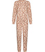 Bruine fleece damespyjama lange mouwen Pastel Flowers