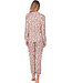 Bruine fleece damespyjama lange mouwen Pastel Flowers