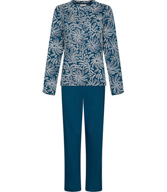 Pastunette Dark blue cotton interlock pyjama with mandarin collar Winter Flower
