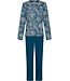 Dark blue cotton interlock pyjama with mandarin collar Winter Flower