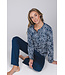 Dark blue cotton interlock pyjama with mandarin collar Winter Flower