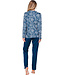 Dark blue cotton interlock pyjama with mandarin collar Winter Flower