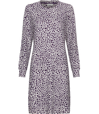 Pastunette Donkerpaars fleece nachthemd lange mouwen Chic Animal