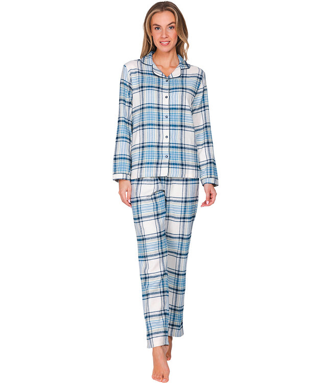 Blue cotton flannel long sleeved pyjama Winter Checks