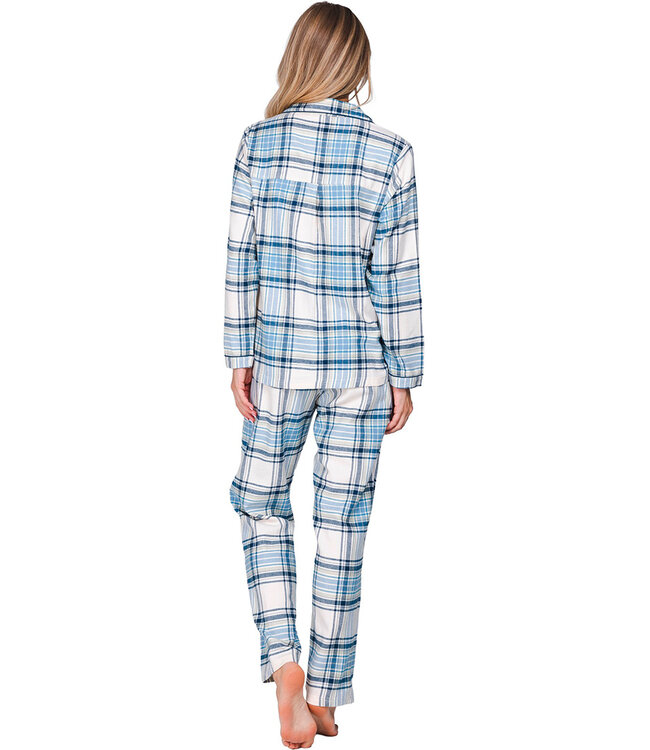 Blue cotton flannel long sleeved pyjama Winter Checks