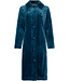 Donkerblauwe fleece ochtendjas met kraag Teal Zig Zag