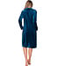 Dark blue fleece morning gown with collar Teal Zig Zag