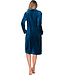 Donkerblauwe fleece ochtendjas met kraag Teal Zig Zag