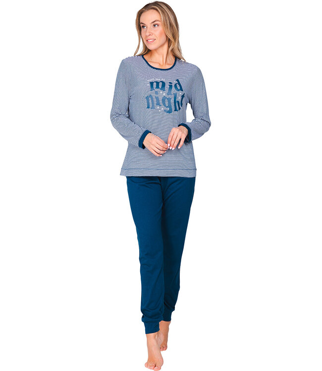 Donkerblauwe pyjama van bio-katoen met lange mouwen Midnight Dreamer