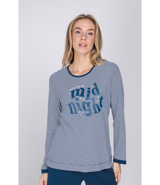 Donkerblauwe pyjama van bio-katoen met lange mouwen Midnight Dreamer