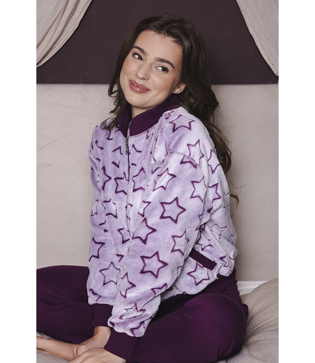 Dark purple homesuit zip fleece and french terry Fabulously Starry
