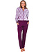 Donkerpaars huispak met rits en french terry broek Fabulously Starry