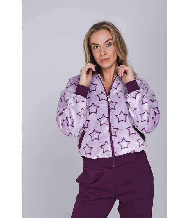 Dark purple homesuit zip fleece and french terry Fabulously Starry