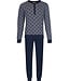 Dark blue cotton men's pyjama with mandarin collar Brick Block