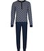 Pastunette for Men Dark blue cotton men's pyjama with mandarin collar Brick Block