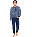 Dark blue cotton men's pyjama with mandarin collar Brick Block