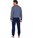 Dark blue cotton men's pyjama with mandarin collar Brick Block