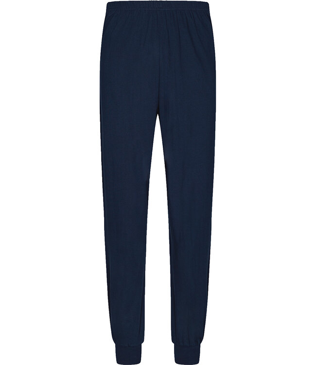 Dark blue cotton men's pyjama with mandarin collar Brick Block