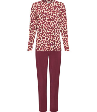 Pastunette Premium Dark red modal ladies pyjama long sleeves Soft Animal