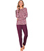 Donkerrood modal damespyjama lange mouwen Soft Animal