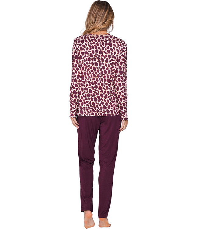 Dark red modal ladies pyjama long sleeves Soft Animal