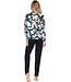Black ecovero viscose ladies pyjama round neck with cuffs long sleeves Artistic Links