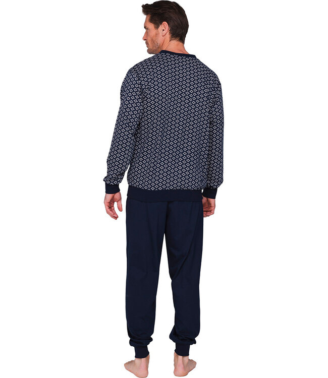 Dark blue cotton men's pyjama Geometric Groovy Squares