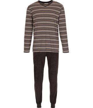 Pastunette for Men Dark grey cotton men's pyjama with long sleeves Just Stripes