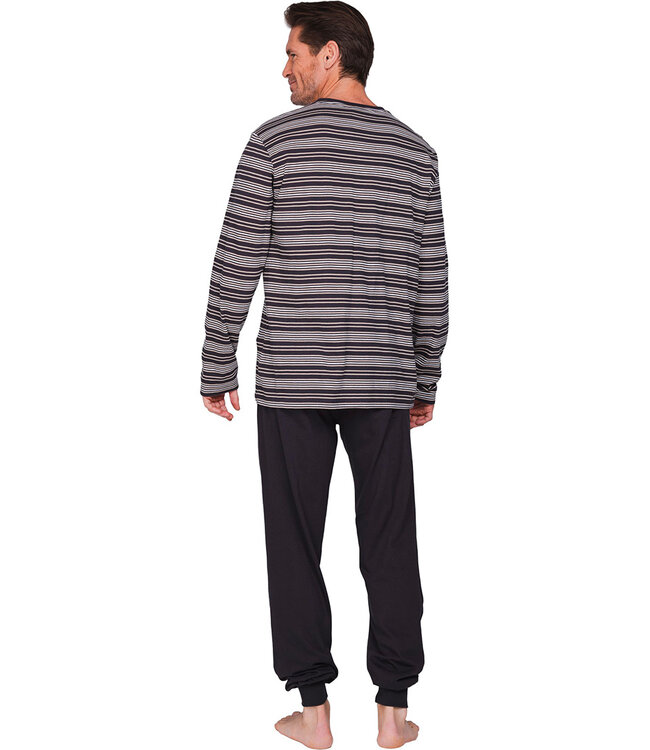 Dark grey cotton men's pyjama with long sleeves Just Stripes