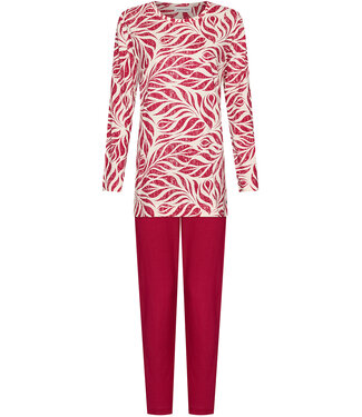 Pastunette Dark red organic cotton long sleeved pyjama Graphic Leaves
