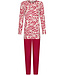 Dark red organic cotton long sleeved pyjama Graphic Leaves