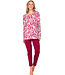Dark red organic cotton long sleeved pyjama Graphic Leaves