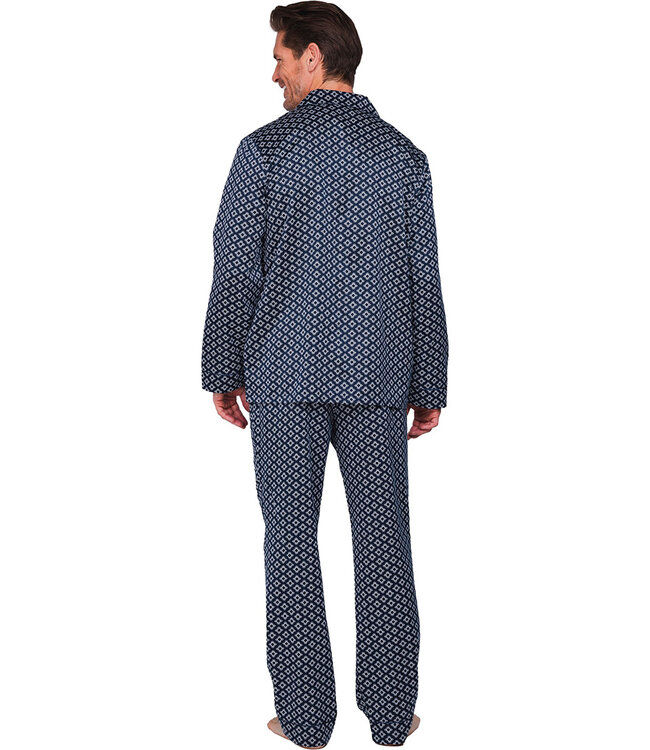 Dark blue cuddle satin men's pyjama Geometric Groovy Squares
